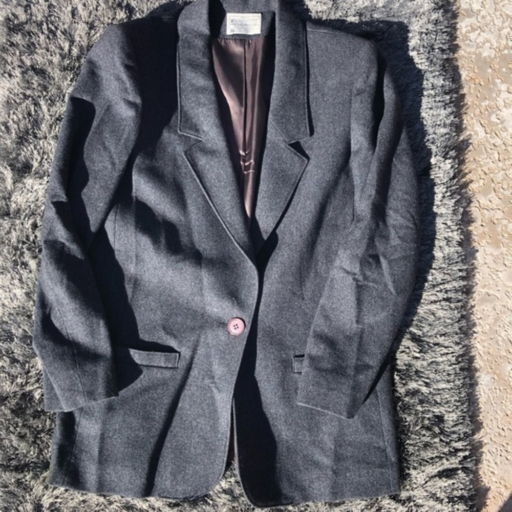 Pendelton 100%Wool Grey Single Button Blazer Size… - image 1